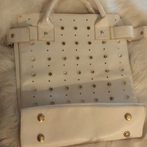 White leather purse